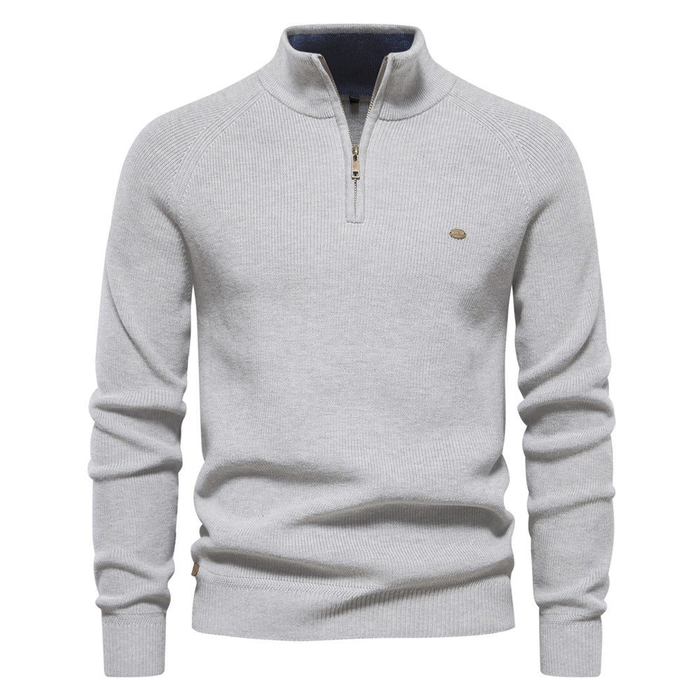 Pull homme automne maille douce col rond — Gris