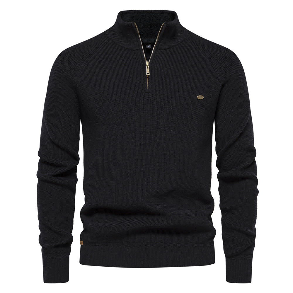 Pull homme automne maille douce col rond — Noir