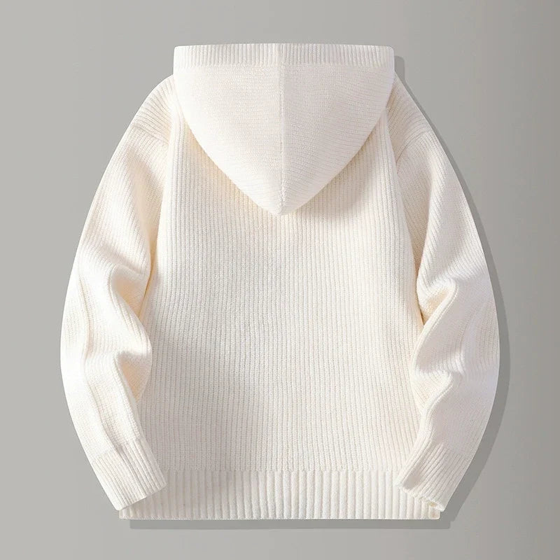 Cardigan homme maille à capuche boutonnée