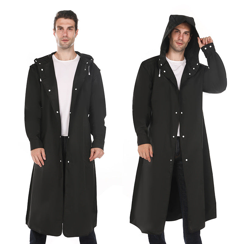 Manteau long homme de pluie coupe décontractée — Noir