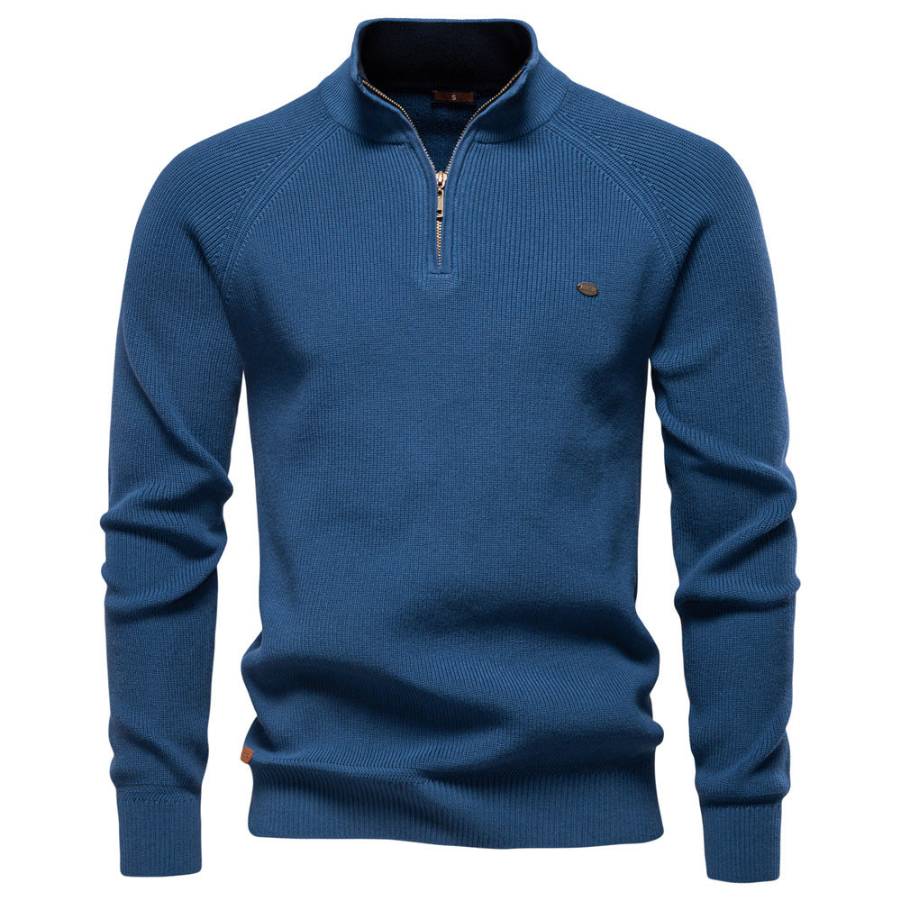 Pull homme automne maille douce col rond — Bleu