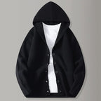 Cardigan homme maille à capuche boutonnée — Noir Minuit