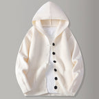 Cardigan homme maille à capuche boutonnée — Blanc Pur