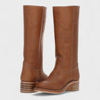 Bottes femme imitation cuir coupe rétro ville 3