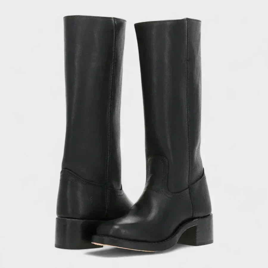 Bottes femme imitation cuir coupe rétro ville 0