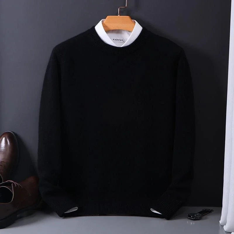 Pull homme maille douce aspect cachemire — Noir