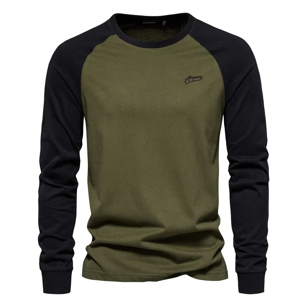 Chemise homme manches longues raglan sportive — Vert