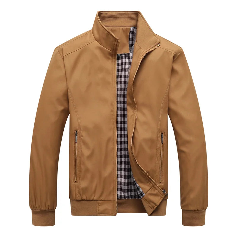 Cardigan homme maille zippé coupe bomber — Kaki