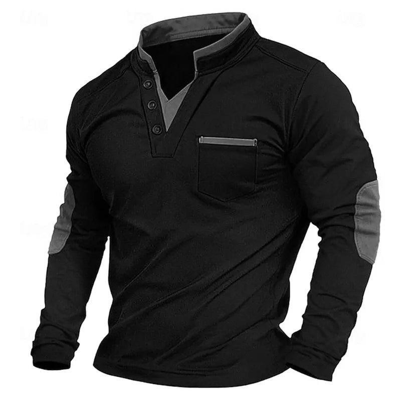 Pull homme col en V maille manches longues — Gris