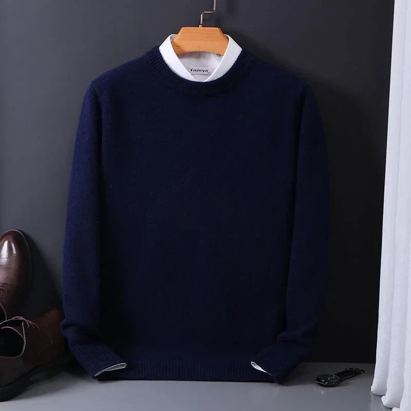 Pull homme maille douce aspect cachemire — Bleu Marine