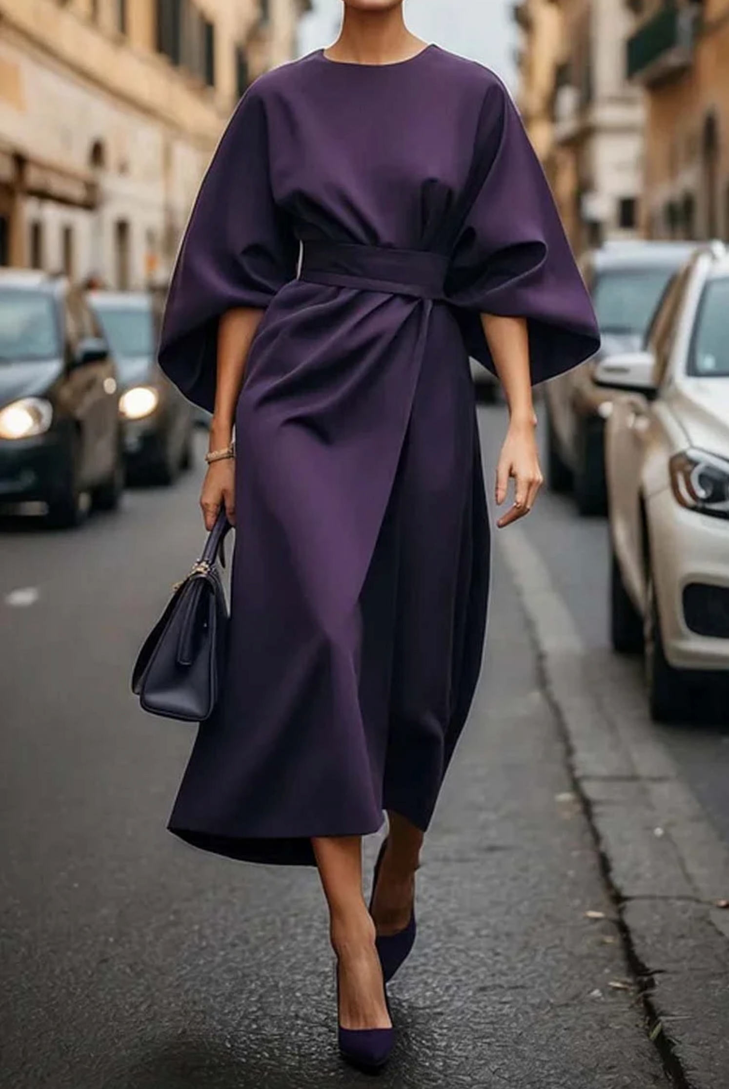 Charlotte | Robe Midi Manches Kimono