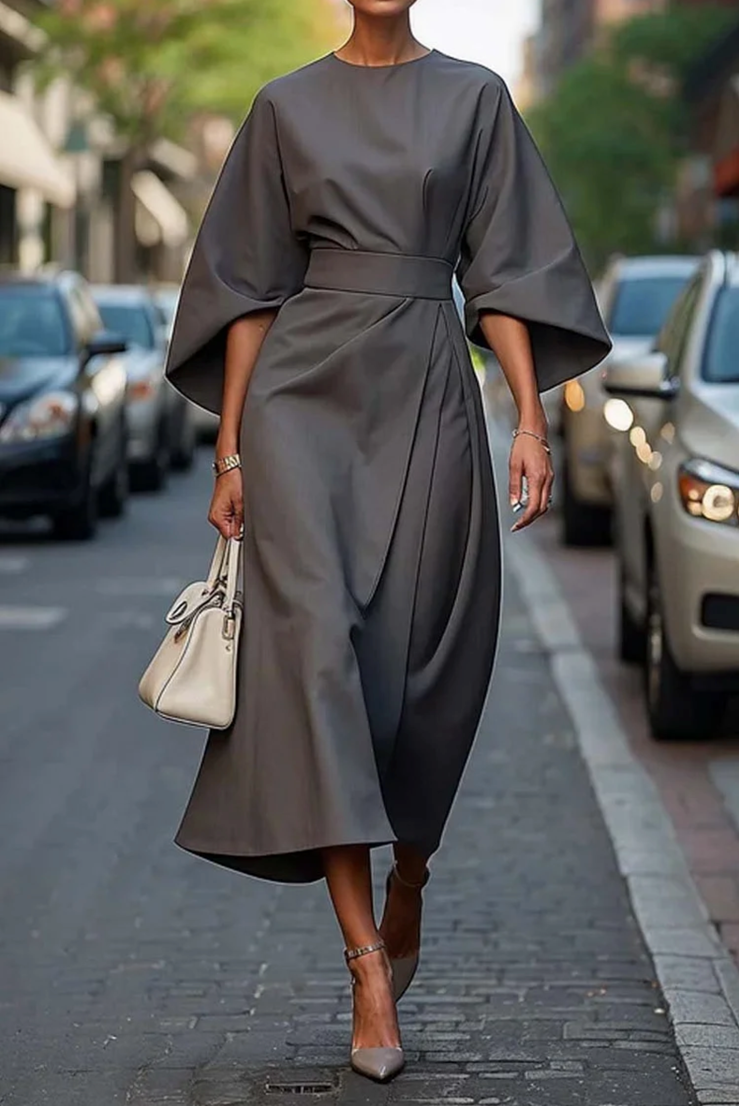 Charlotte | Robe Midi Manches Kimono
