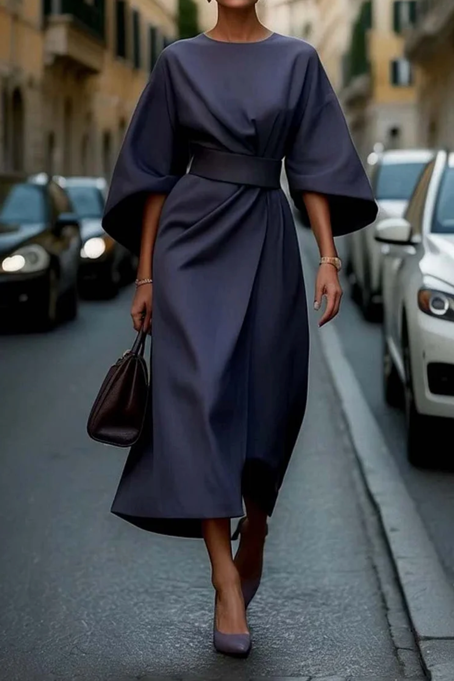 Charlotte | Robe Midi Manches Kimono