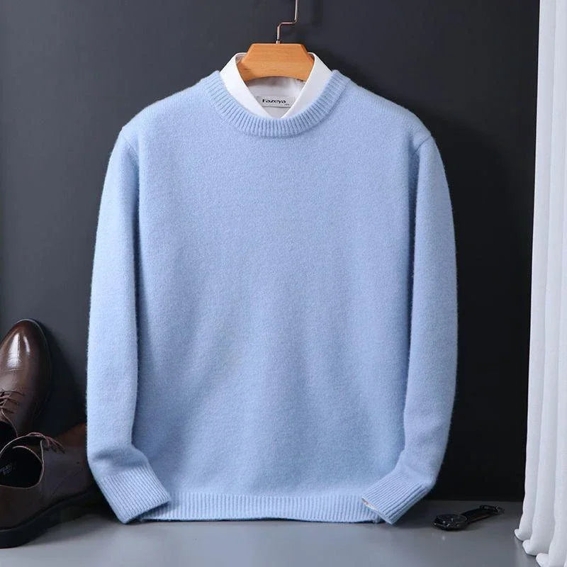 Pull homme maille douce aspect cachemire — Bleu Clair
