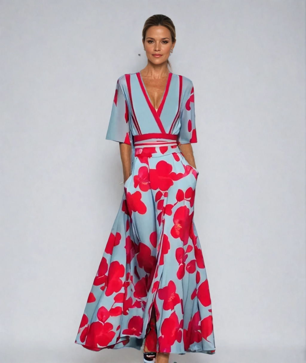 Sophie | Robe Maxi Fleurie Croisée