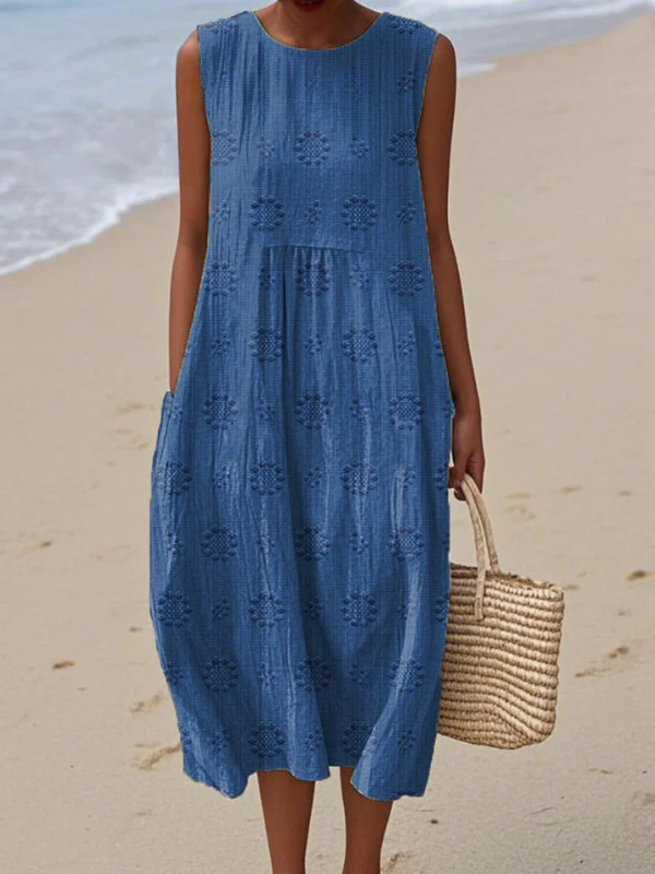 Estelle | Robe Midi Brodée Verte