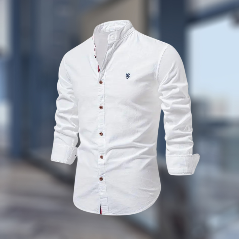 Jake | Chemise Col Mao Vert Olive