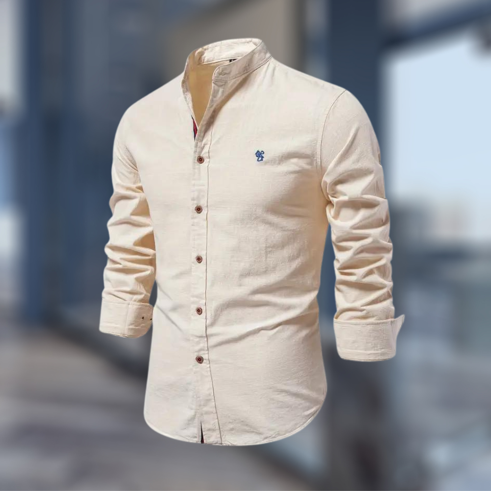 Jake | Chemise Col Mao Vert Olive