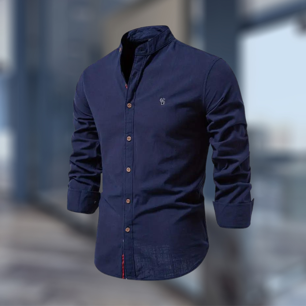Jake | Chemise Col Mao Vert Olive