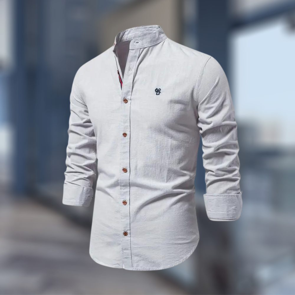 Jake | Chemise Col Mao Vert Olive