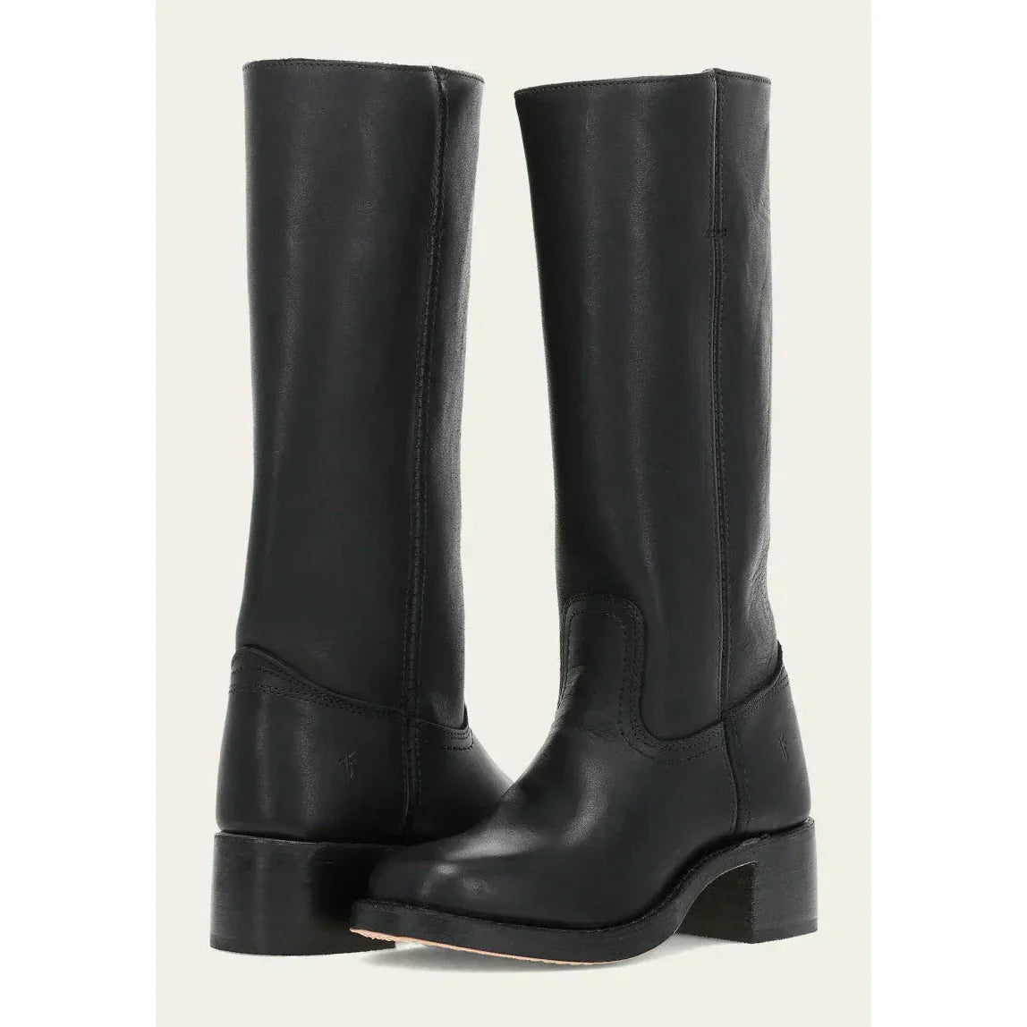 Bottes femme western hautes à talon bloc — Imitation cuir noir