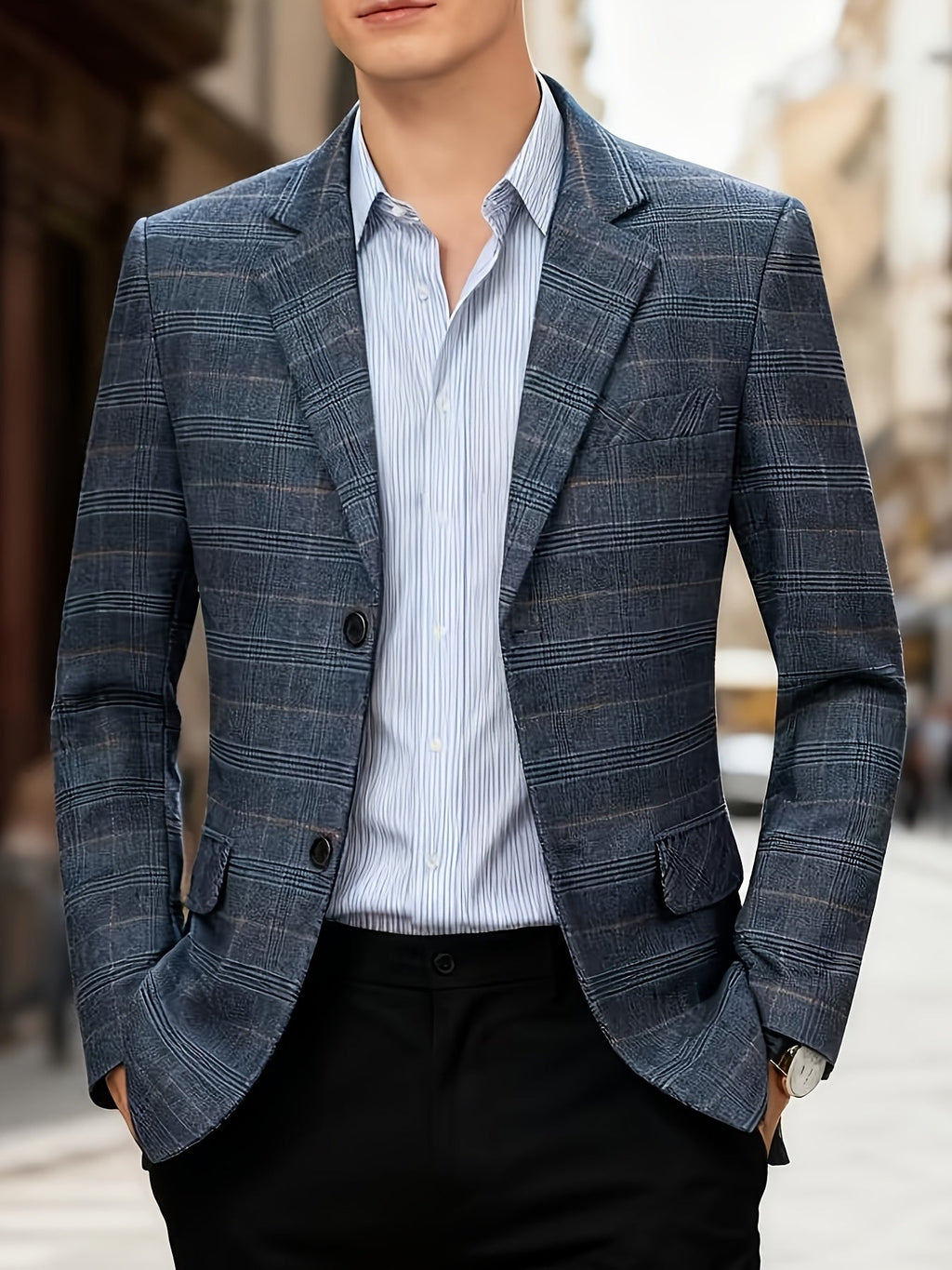 Veste homme à carreaux col à revers ville