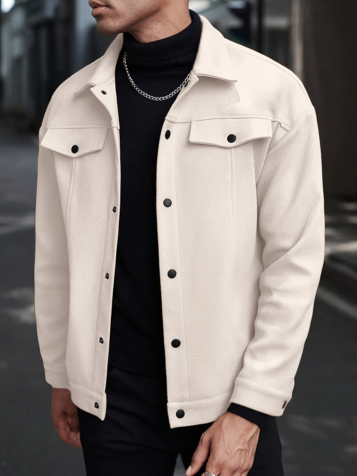 Veste homme col à revers boutons-pression — Abricot