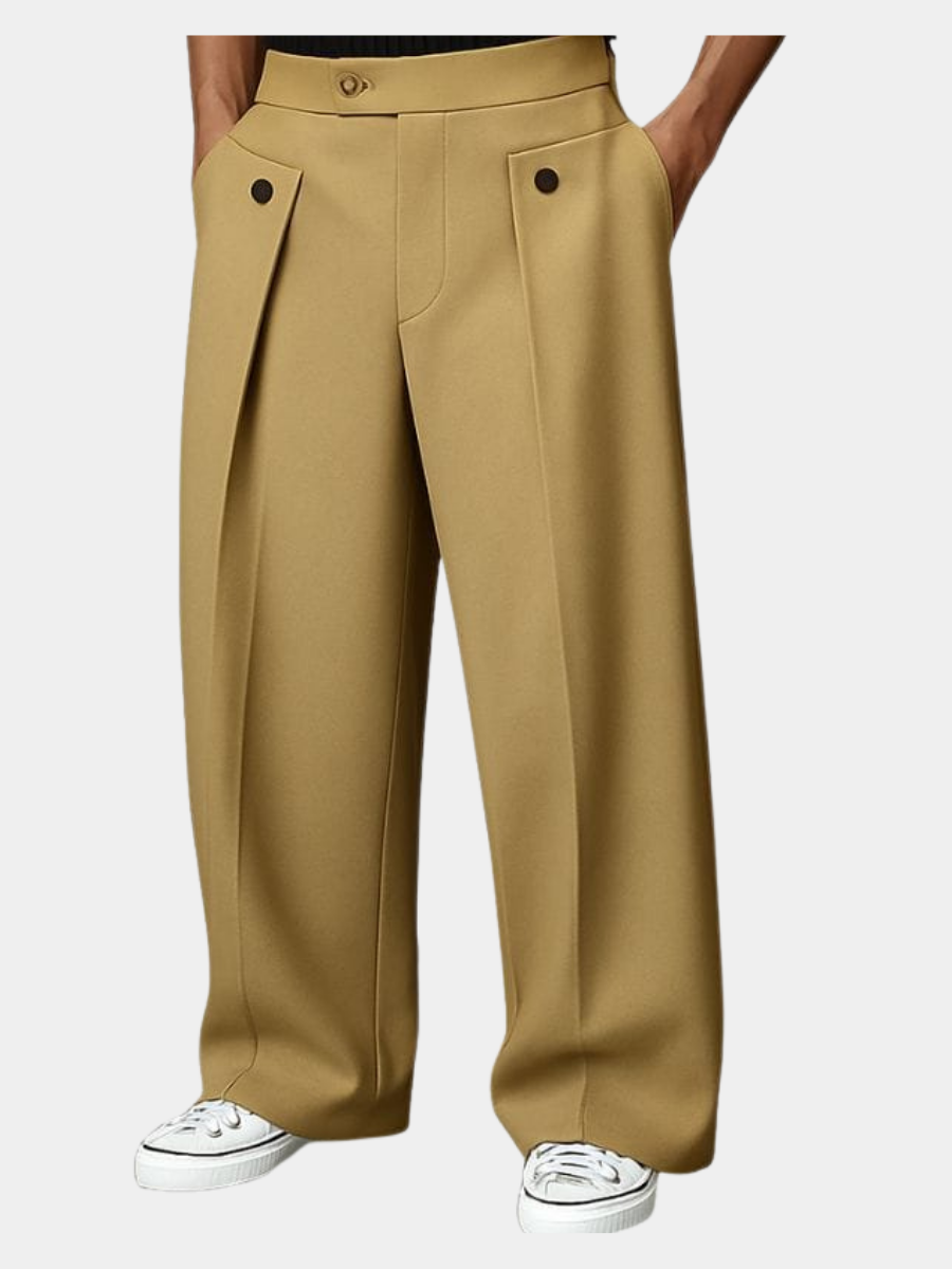 Pantalon homme jambe large plissé coupe ample