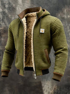 Veste homme outdoor capuche doublée zippée chaude — Vert