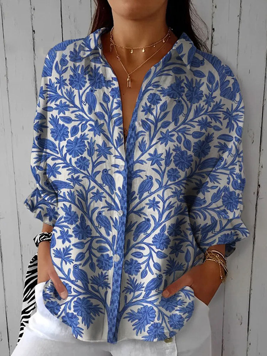 Clémence | Blouse Botanique Bleue