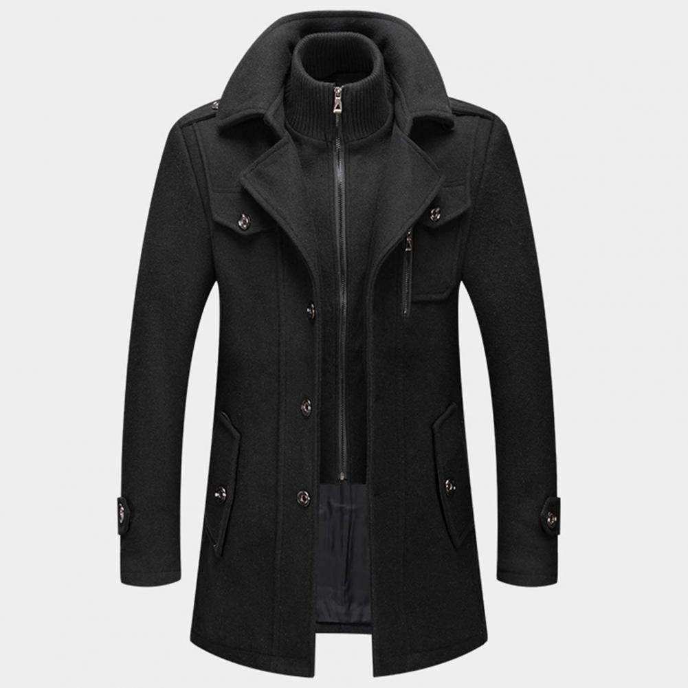 Veste homme hiver chaude boutonnée quotidienne — Noir