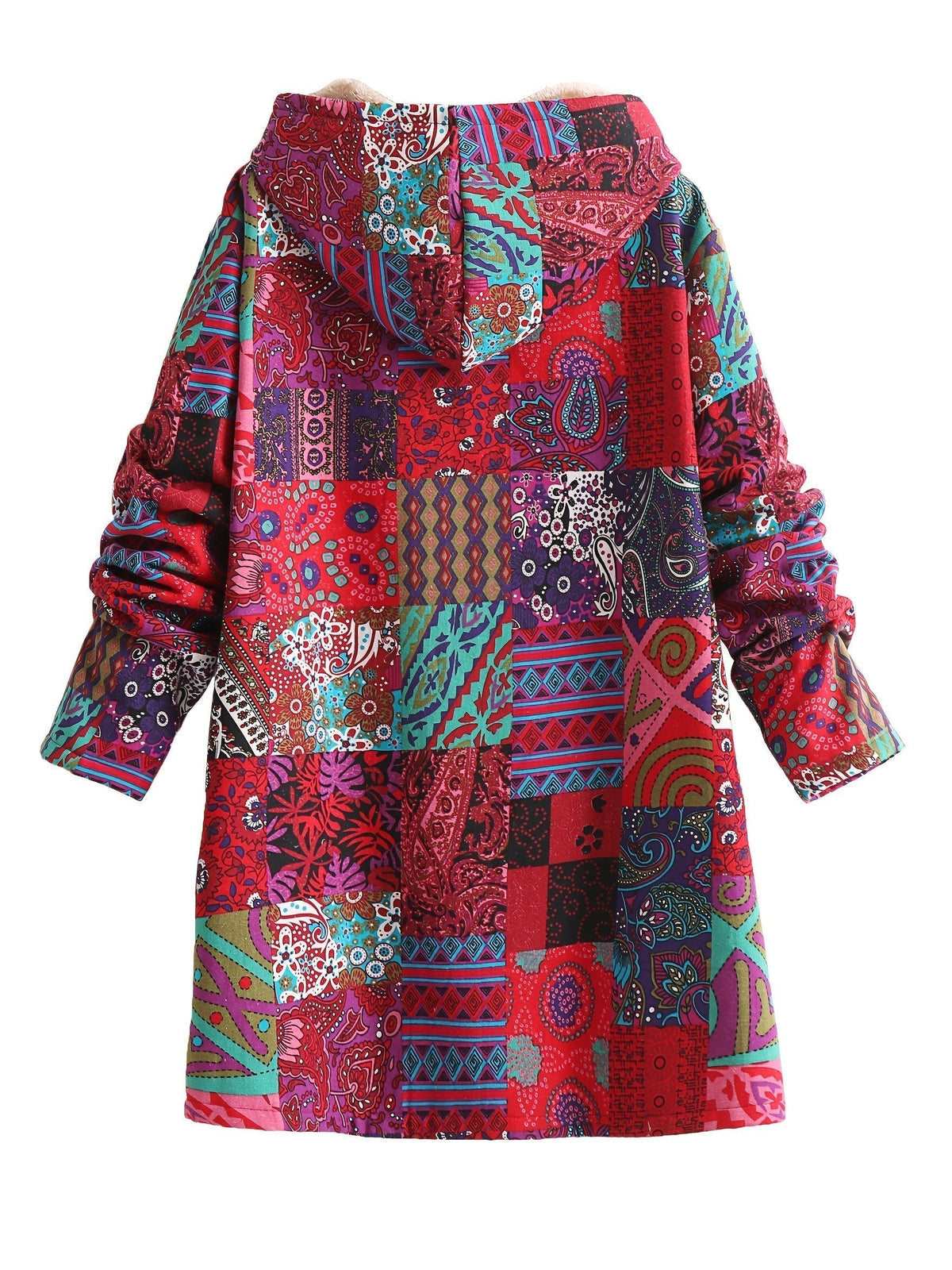 Veste femme à capuche coupe loose patchwork