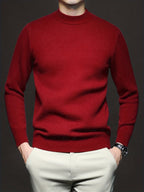 Pull à col roulé homme maille douce hiver — Rouge