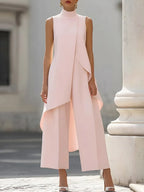 Ensemble femme top asymétrique et pantalon large