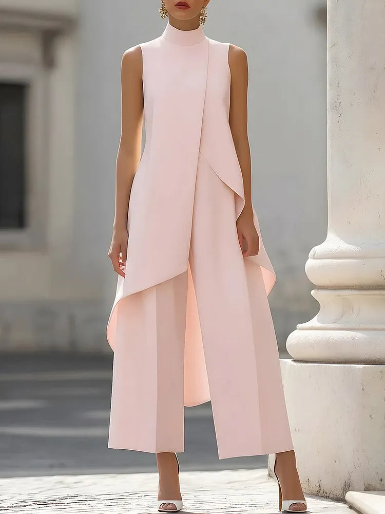 Ensemble femme top asymétrique et pantalon large