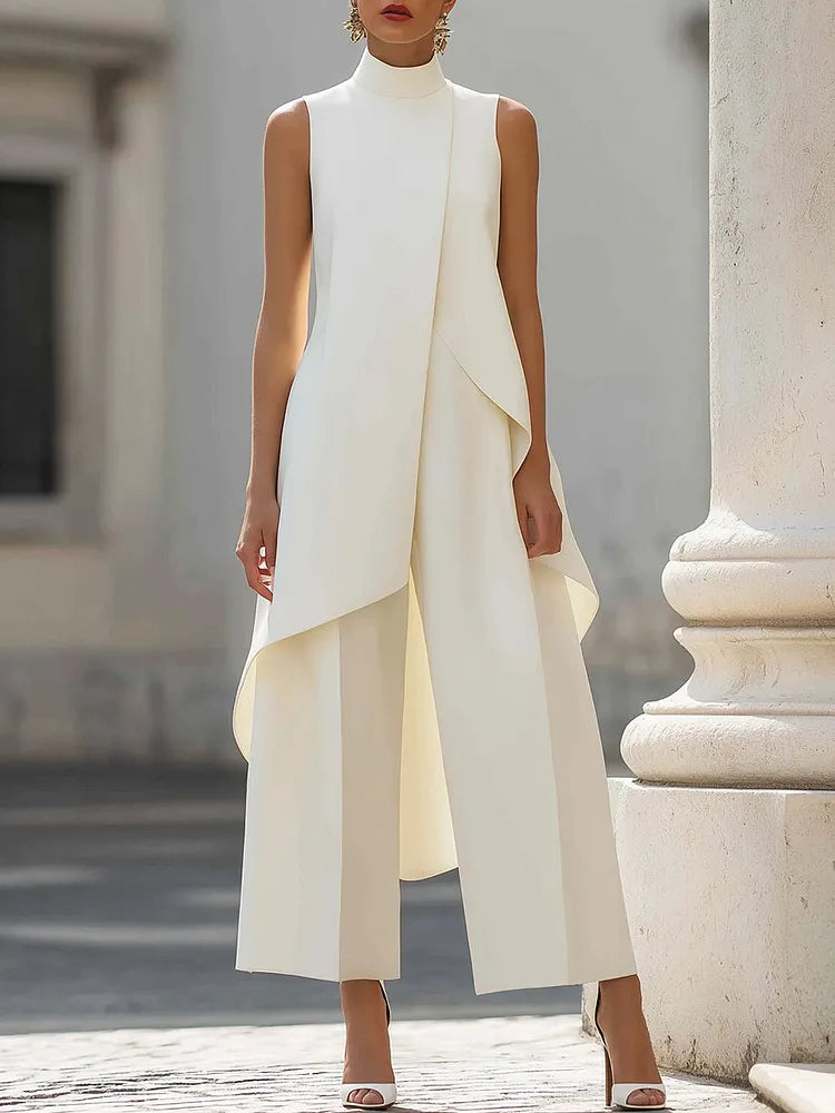 Ensemble femme top asymétrique et pantalon large