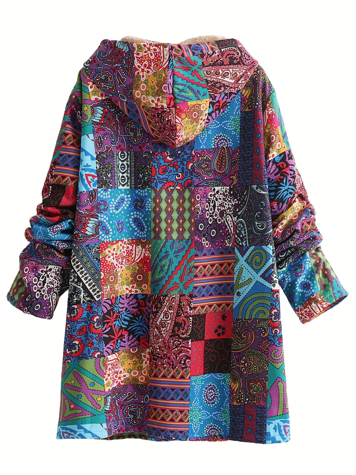 Veste femme à capuche coupe loose patchwork