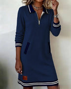 Rivaclo | Femme Robe Chemise à Manches Longues – Zippée