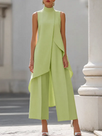 Ensemble femme top asymétrique et pantalon large