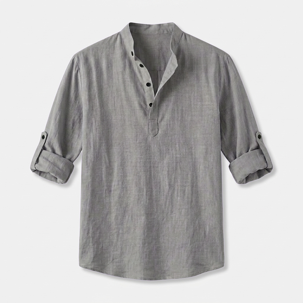 Rivaclo | Homme Shirt Manches Longues Col Montant – Ample Miniamaliste