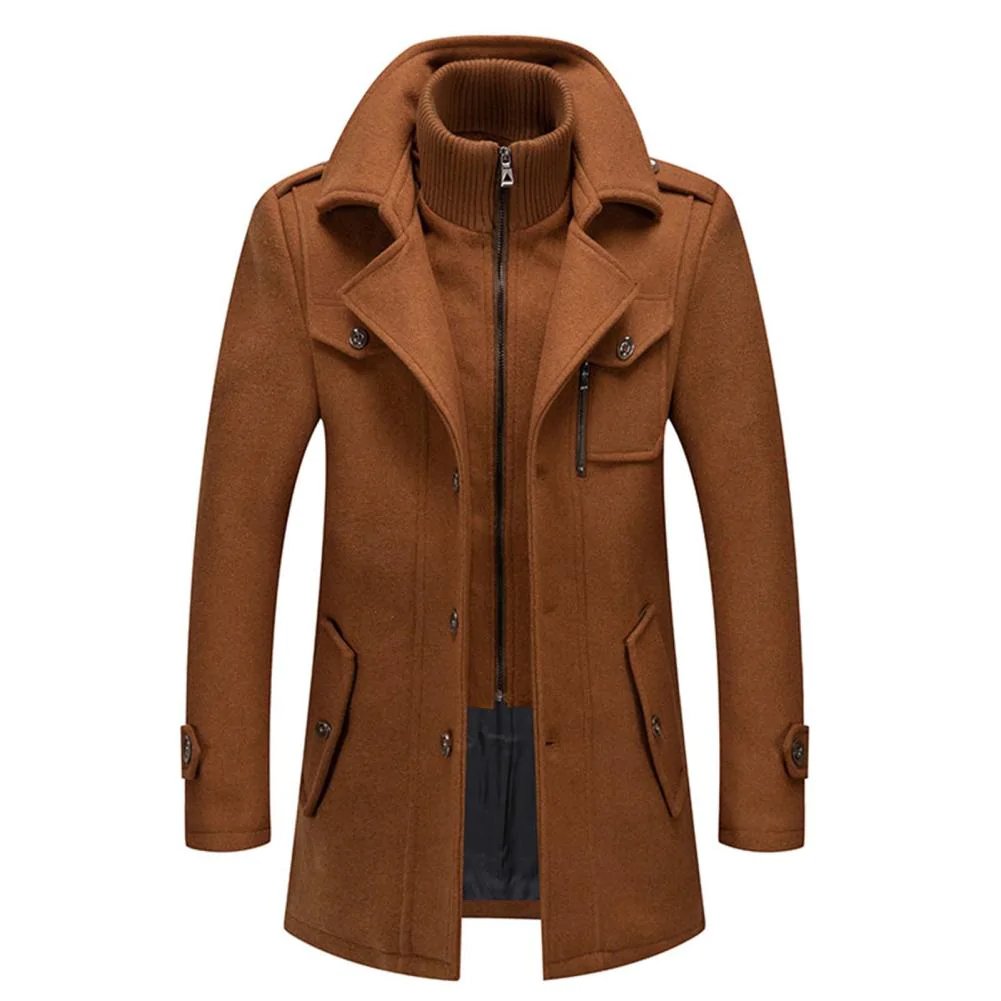 Manteau deux pièces homme hiver col à revers — Marron
