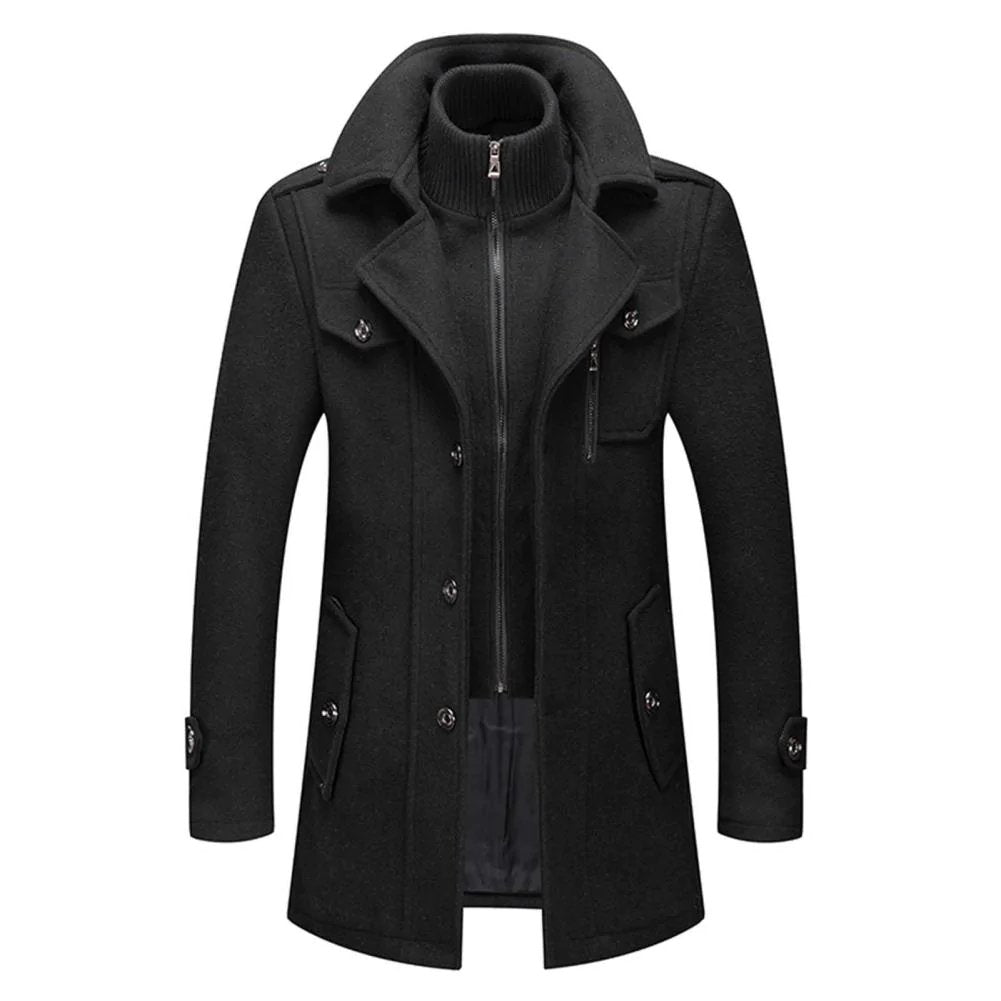 Manteau deux pièces homme hiver col à revers — Noir