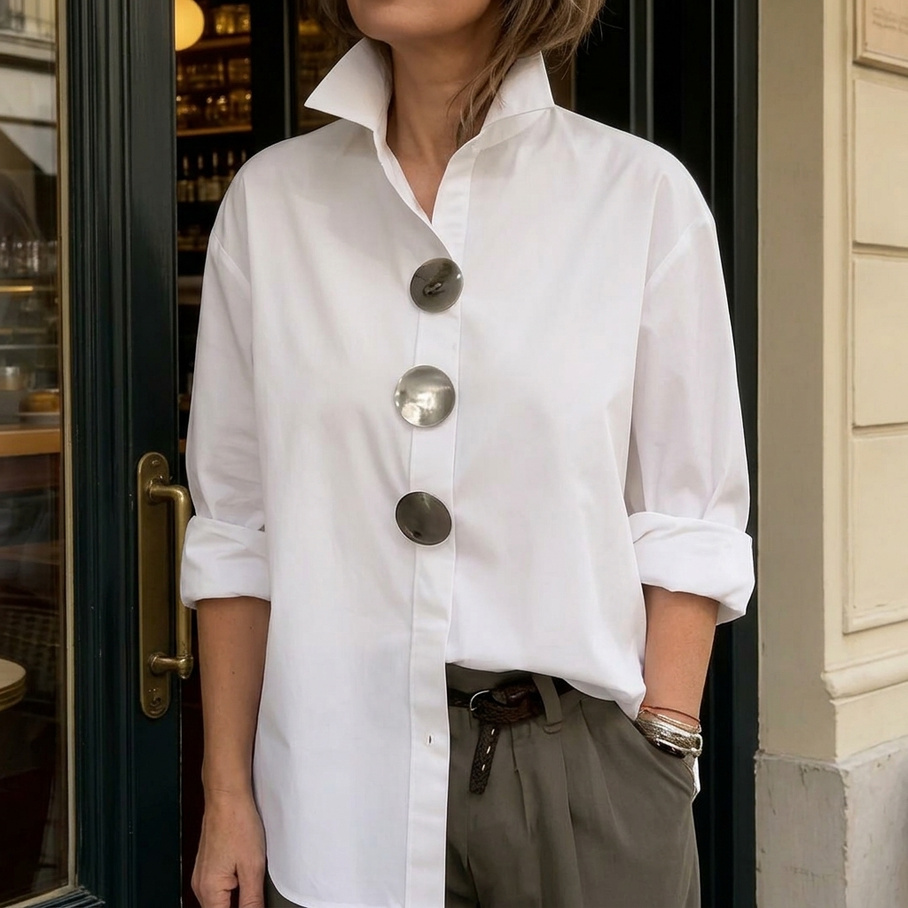 Luneeza | Blouse Oversize à Boutons Métal