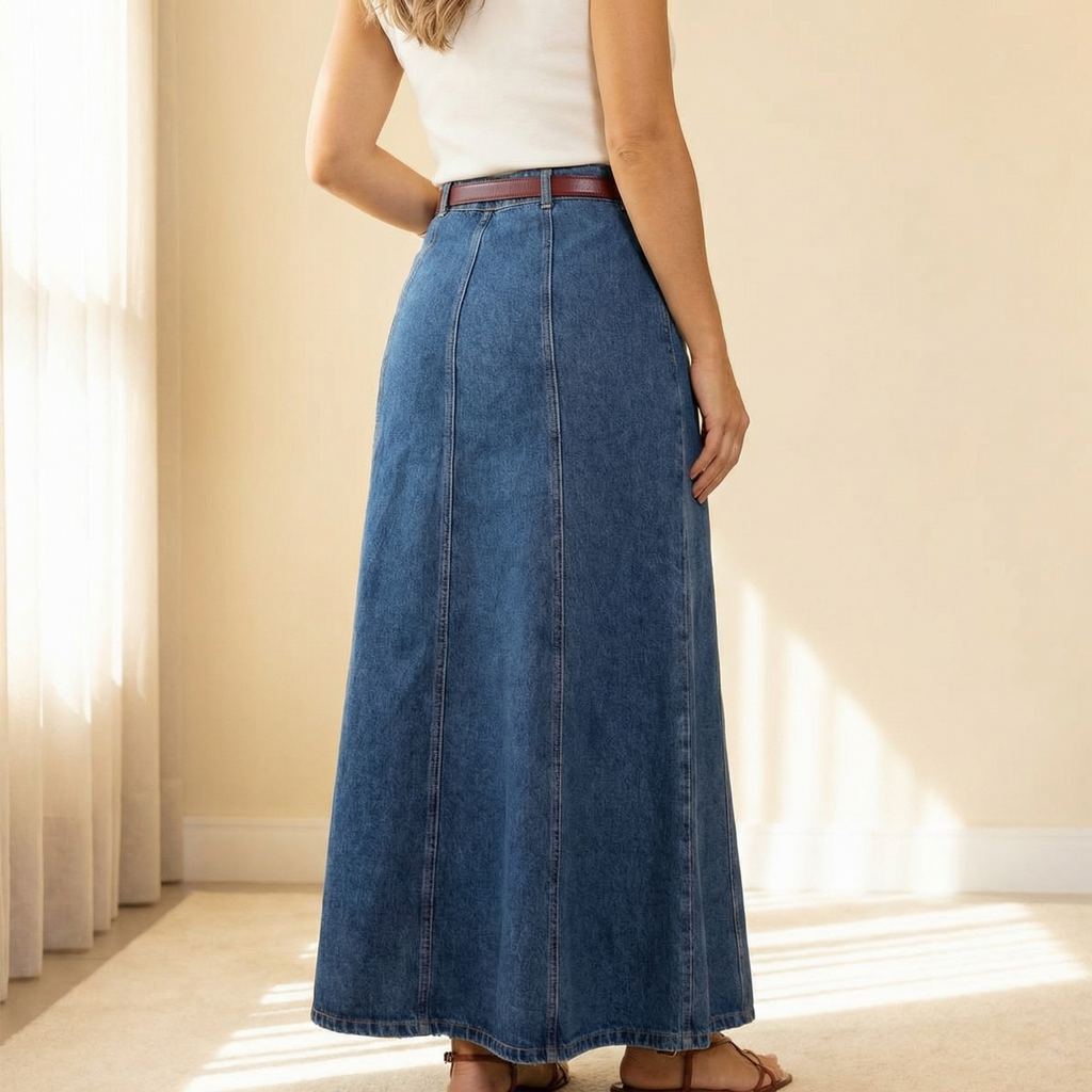 Linara | Jupe Maxi en Denim Taille Haute