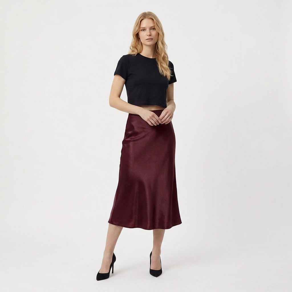 Rivaclo | Femme Jupe Trapèze Taille Haute | Midi