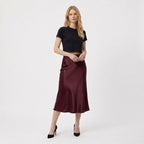 Rivaclo | Jupe midi en satin à taille haute pour femme