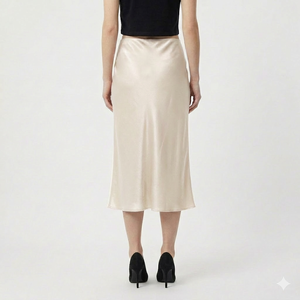 Rivaclo | Jupe midi en satin à taille haute pour femme