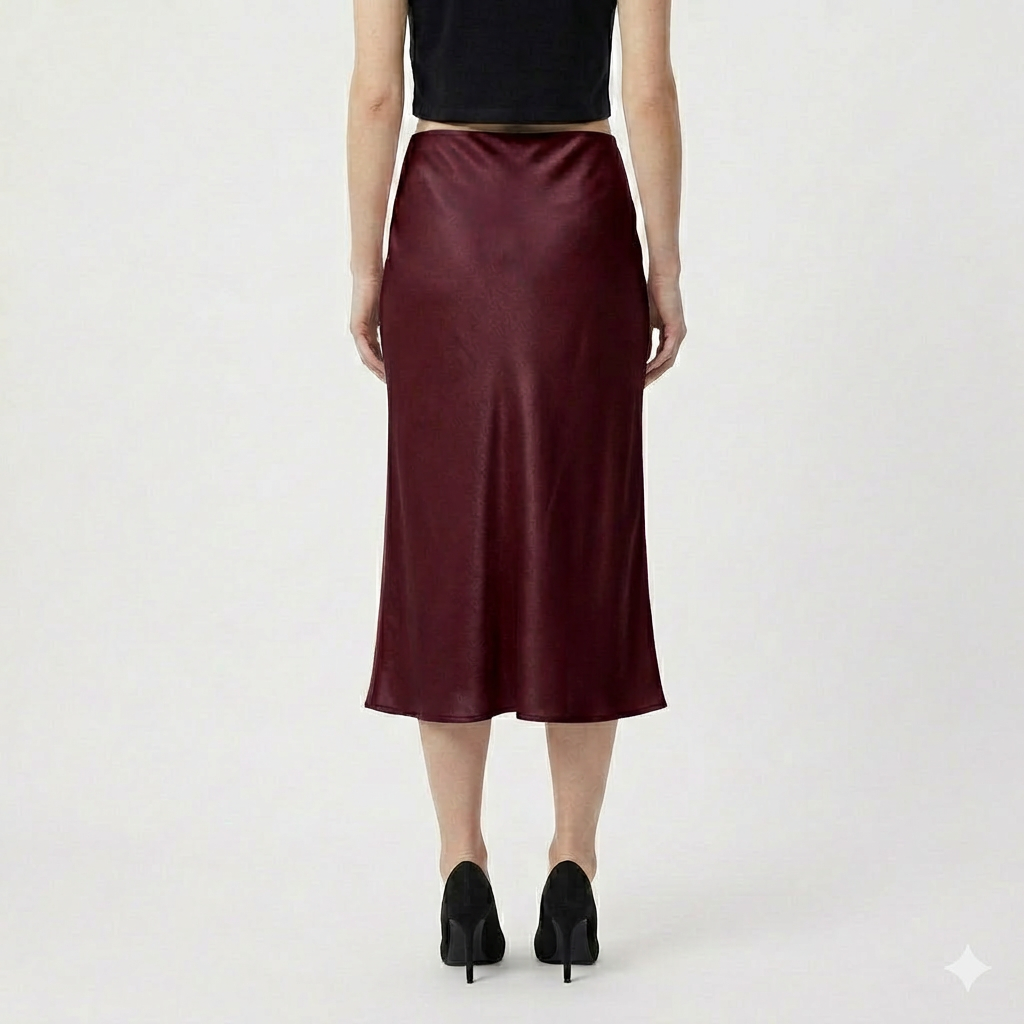 Rivaclo | Jupe midi en satin à taille haute pour femme