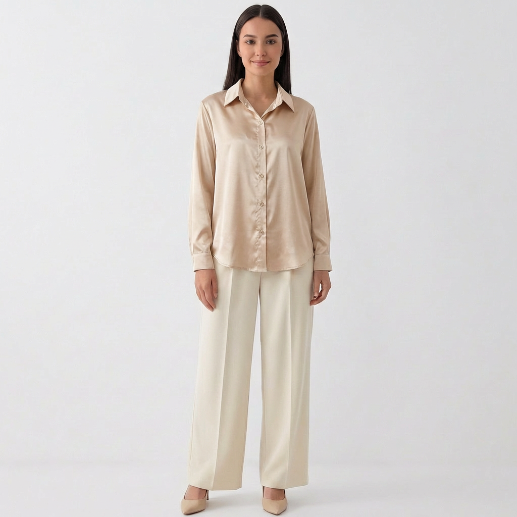 Rivaclo | Femme Chemise à Manches Longues à Col | Coupe Classique