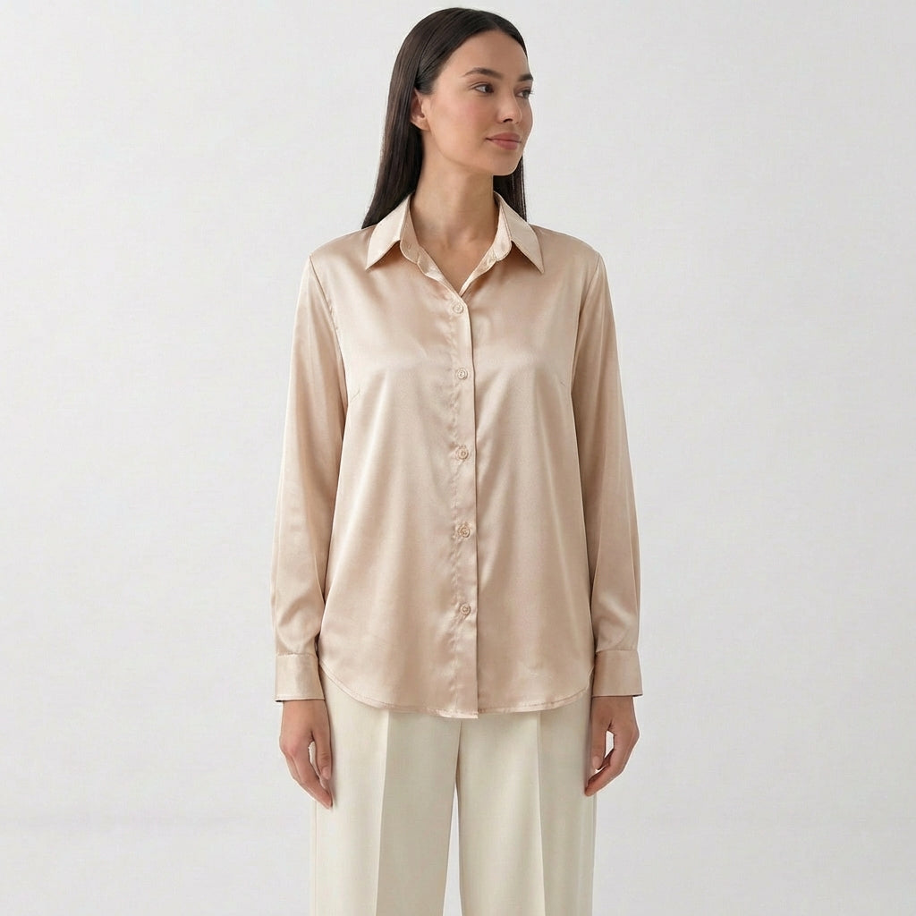 Rivaclo | Femme Chemise à Manches Longues à Col | Coupe Classique